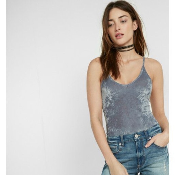 Express Tops - Express Velvet Thong Bodysuit - EUC